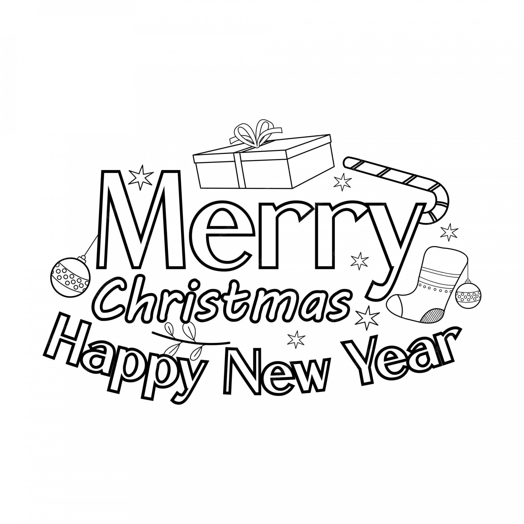 Premium Vector  Merry christmas coloring page christmas line art