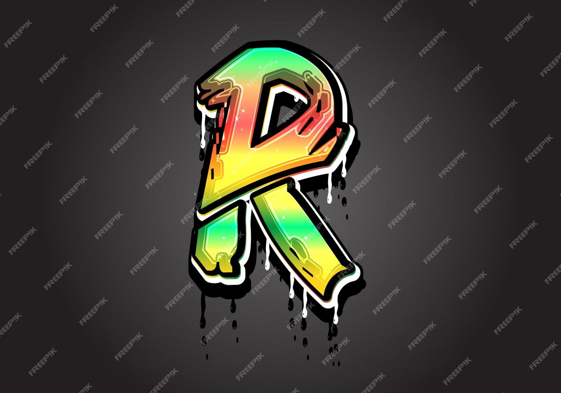 Premium Vector  R brush letter with dripping vector illustration