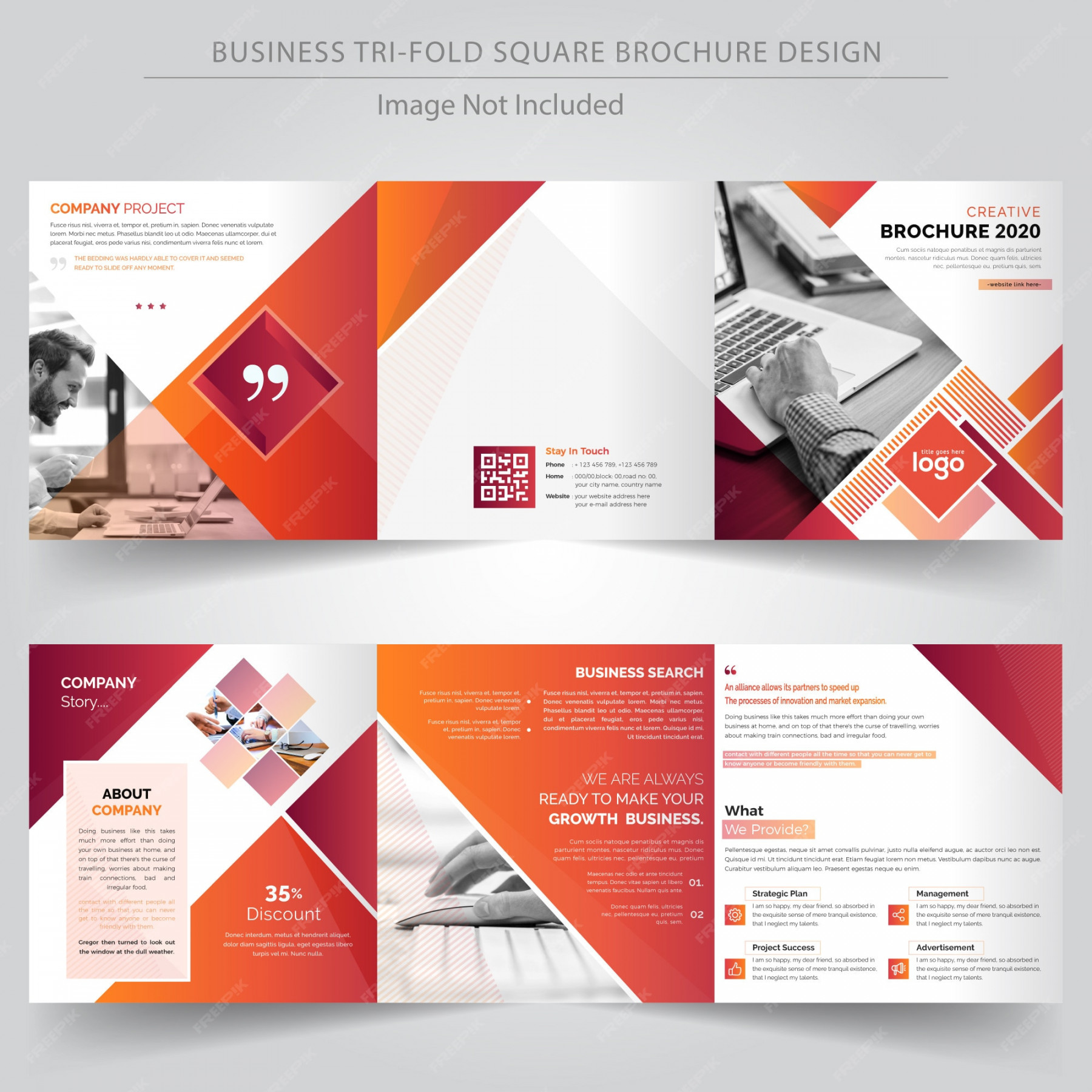 Premium Vector  Square trifold business brochure design template