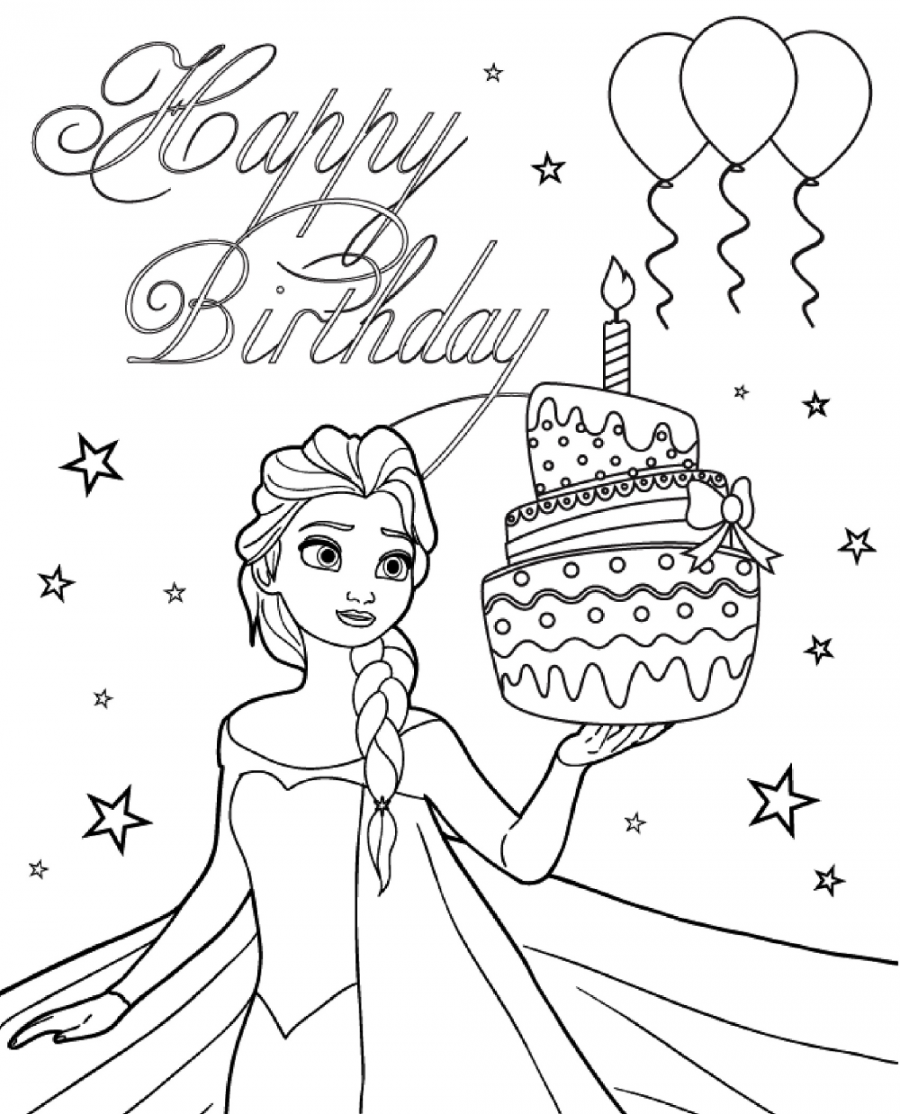 Printable Birthday Princess Coloring Pages  Princesas para