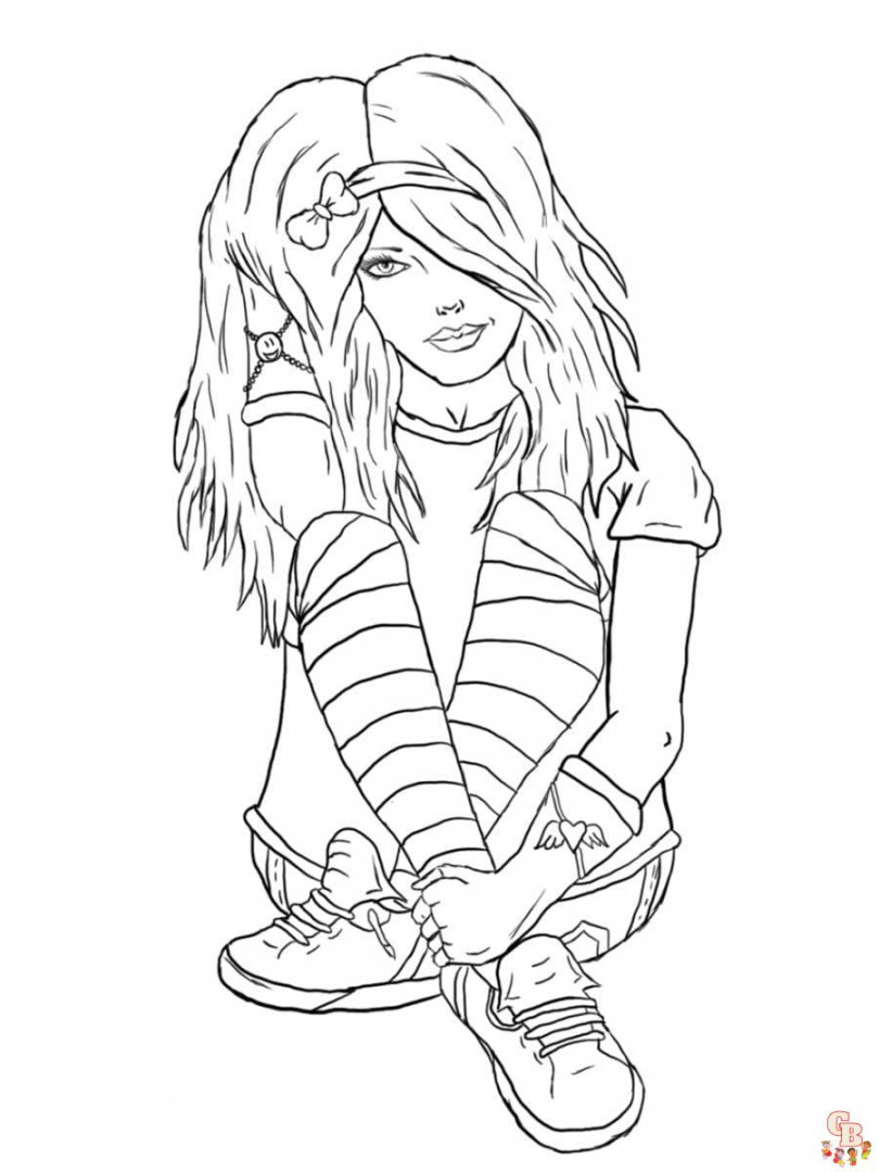 Printable Emo Coloring Pages Free For Kids And Adults