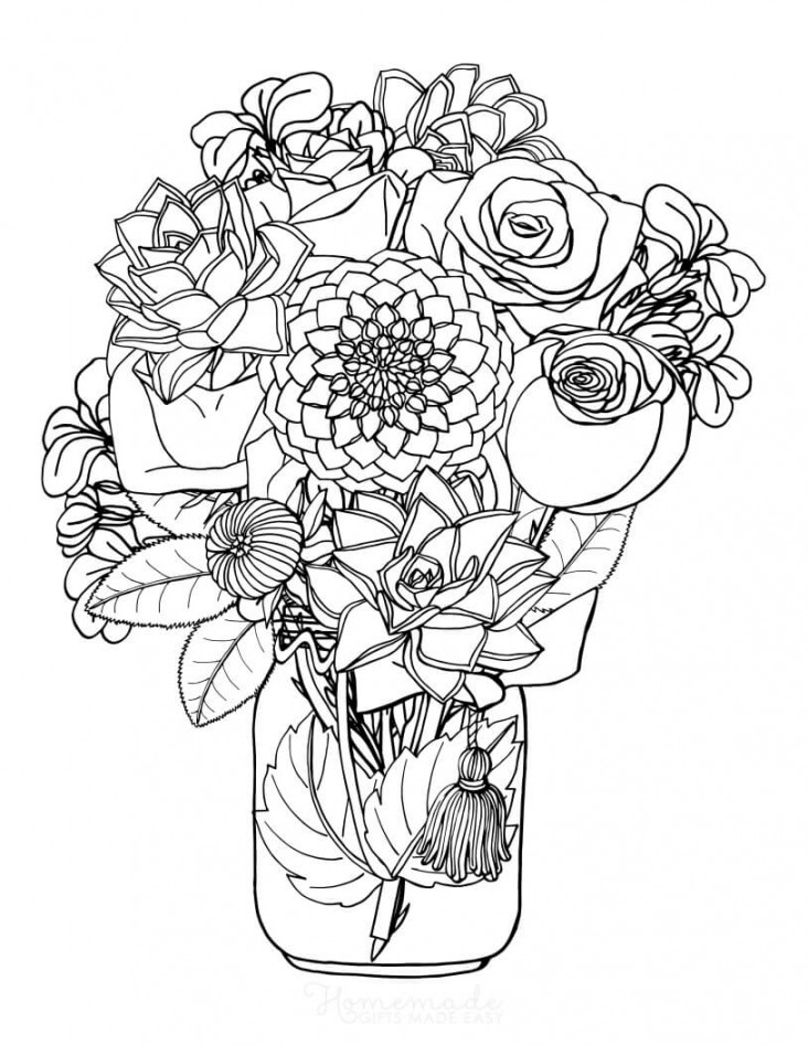 Printable Flower Coloring Pages for Adults - Happier Human