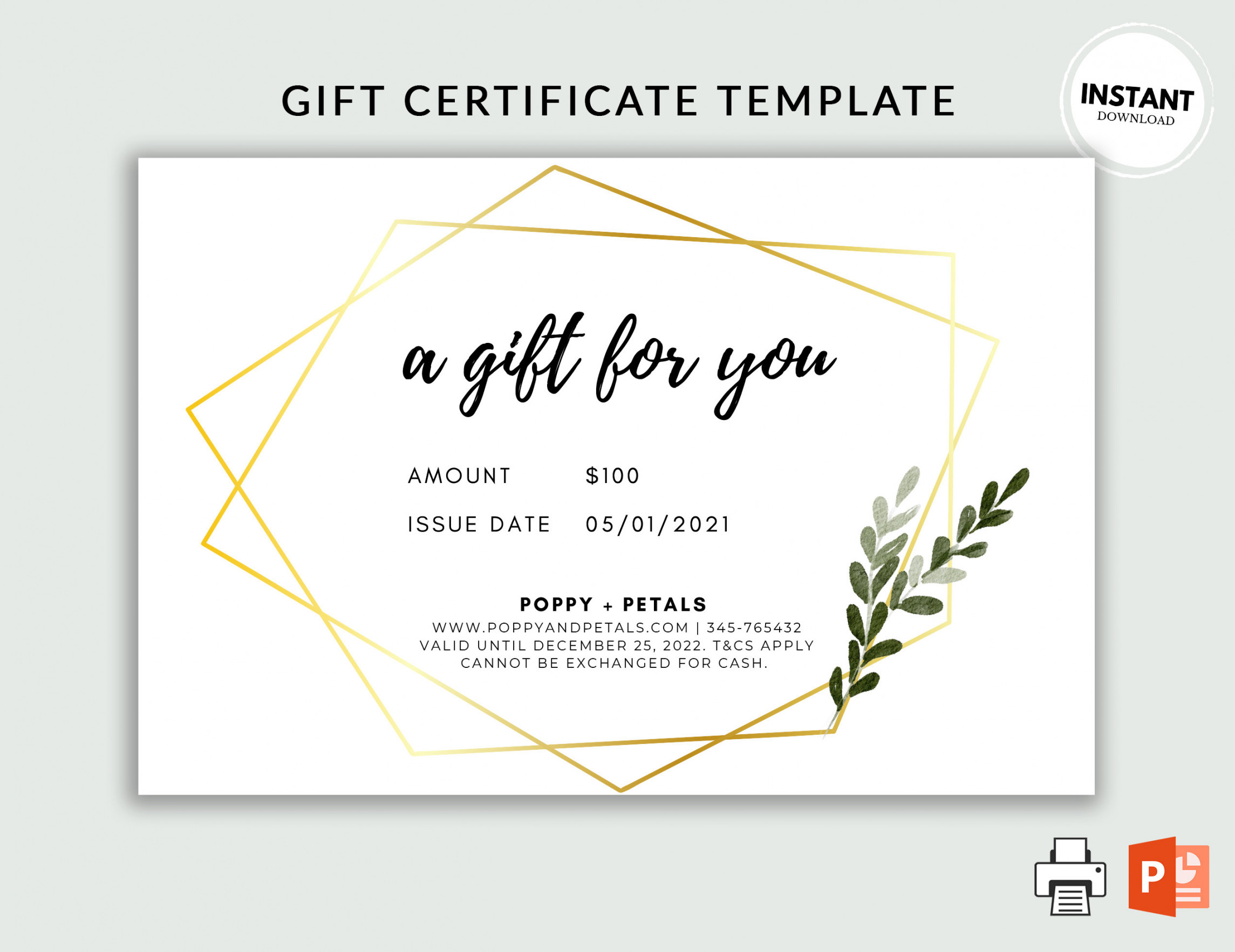 Printable Gift Voucher Template Editable Gift Certificate - Etsy