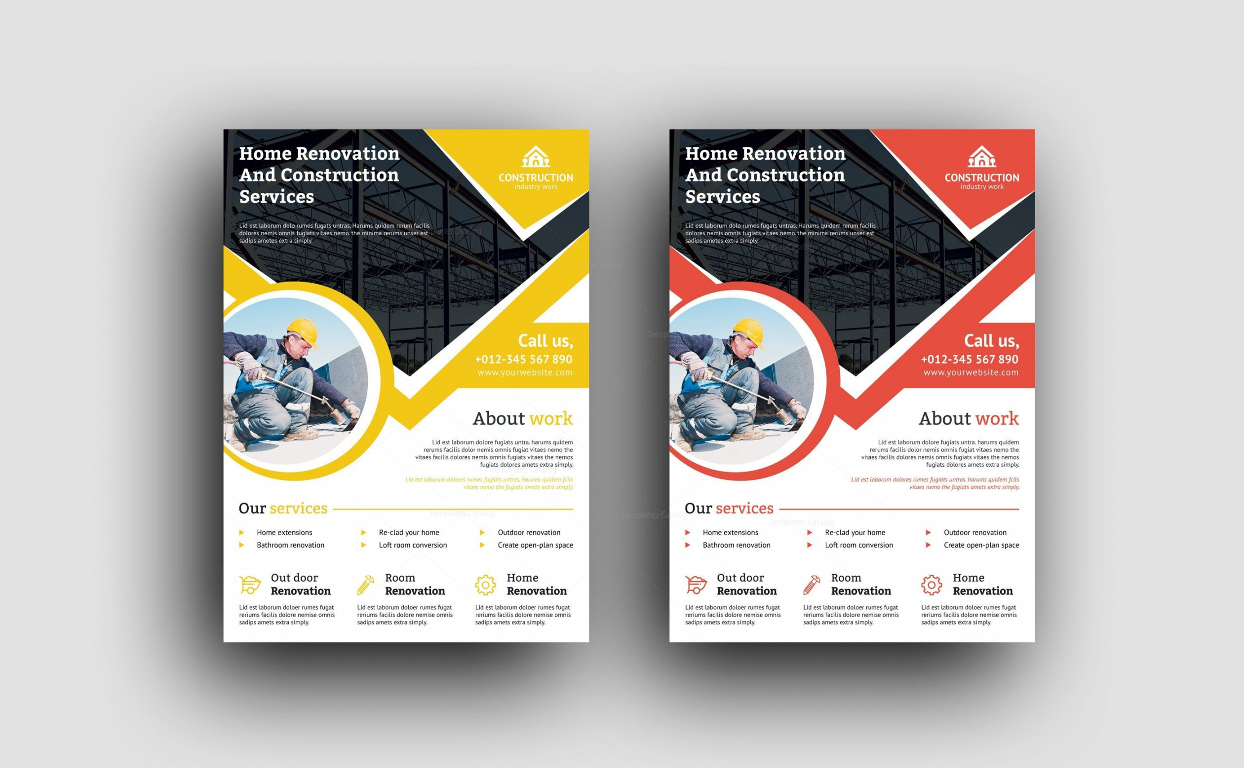 Professional Construction Flyer Design Template  Brochure design