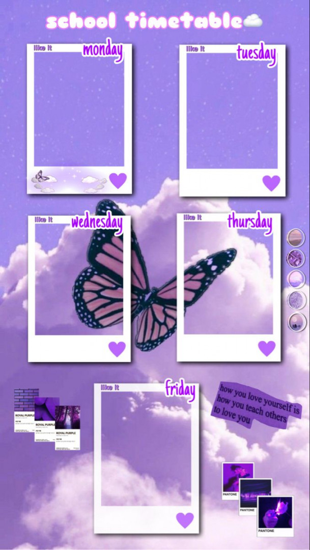 purple aesthetic school timetable  School timetable, Purple