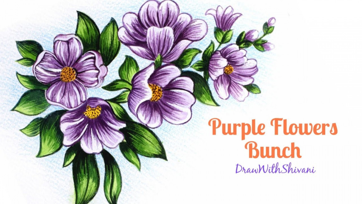 Purple Flower Bunch using Water Colors/ Nature Drawing