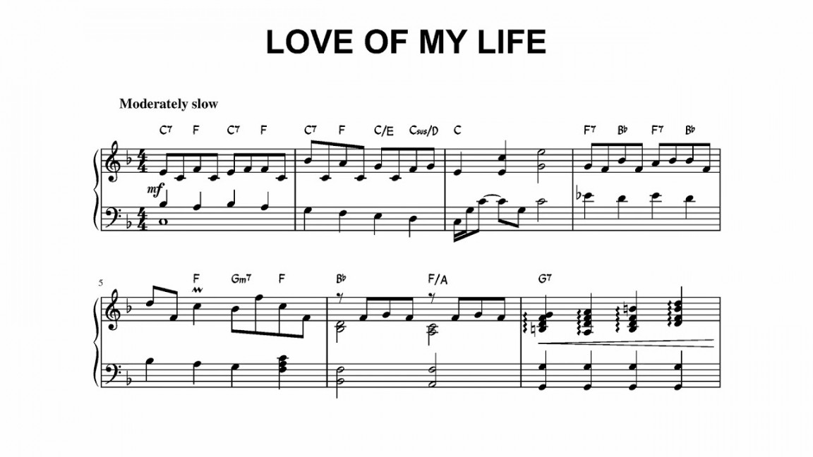 Queen - Love Of My Life  Piano Sheet Music