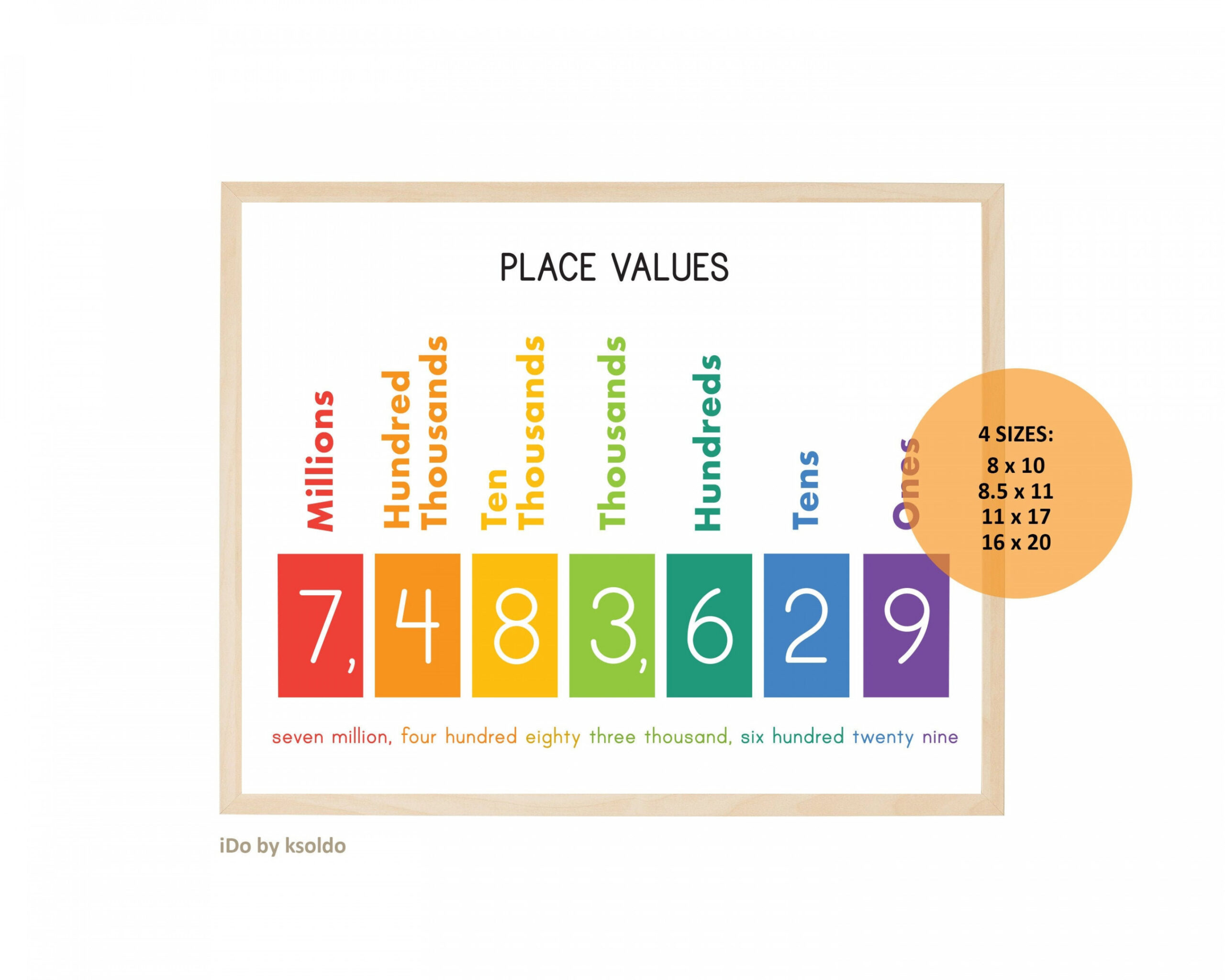 Rainbow PLACE VALUE Printable Rainbow Classroom Home - Etsy