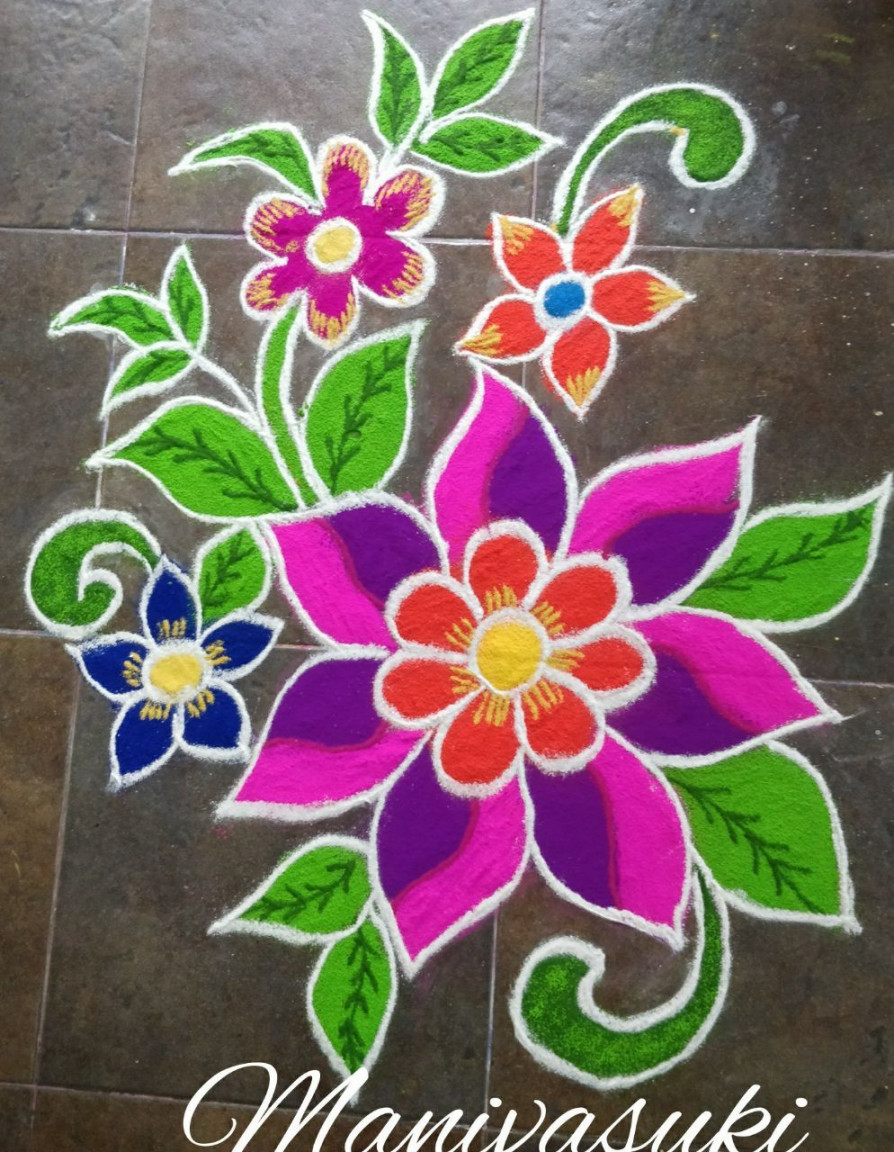 Rangoli  Rangoli designs, Rangoli designs flower, Flower drawing