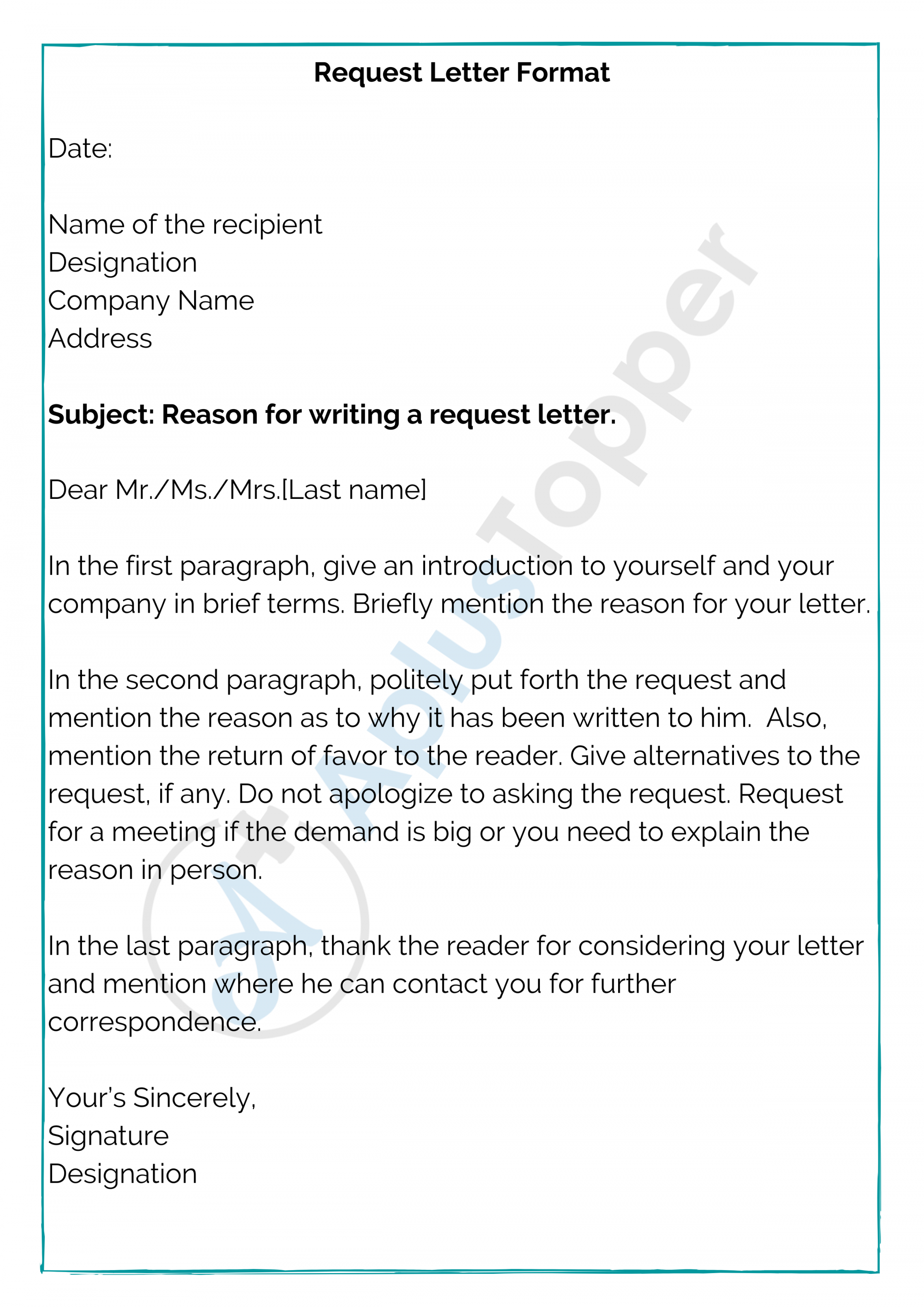 Request Letter  Format, Template and Samples  Request Letter for