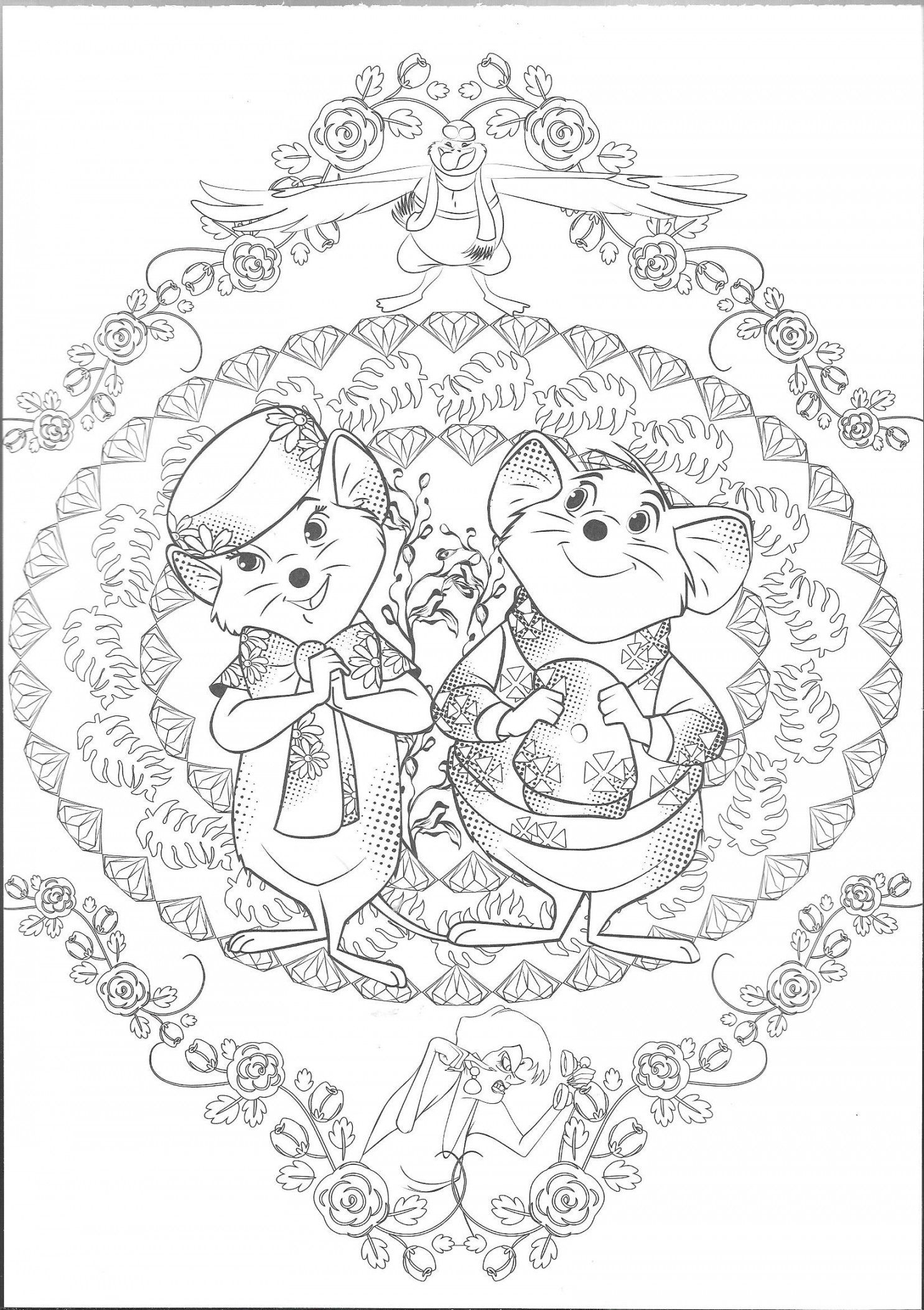 Rescuers grayscale coloring page  Disney coloring pages, Cartoon