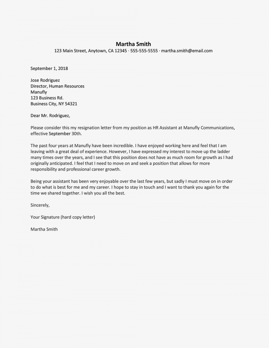 Resignation Letter for Career Growth Example