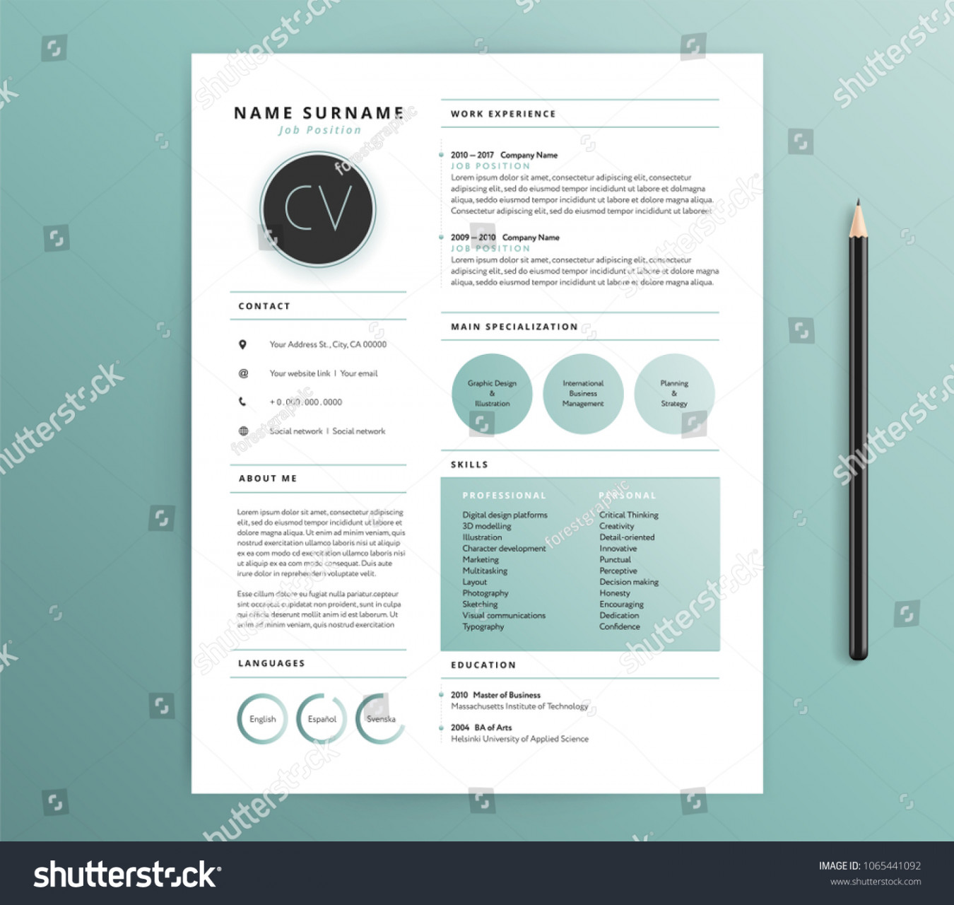 Resume/CV-Template-Design - Natur fühlen sich grün: Stock