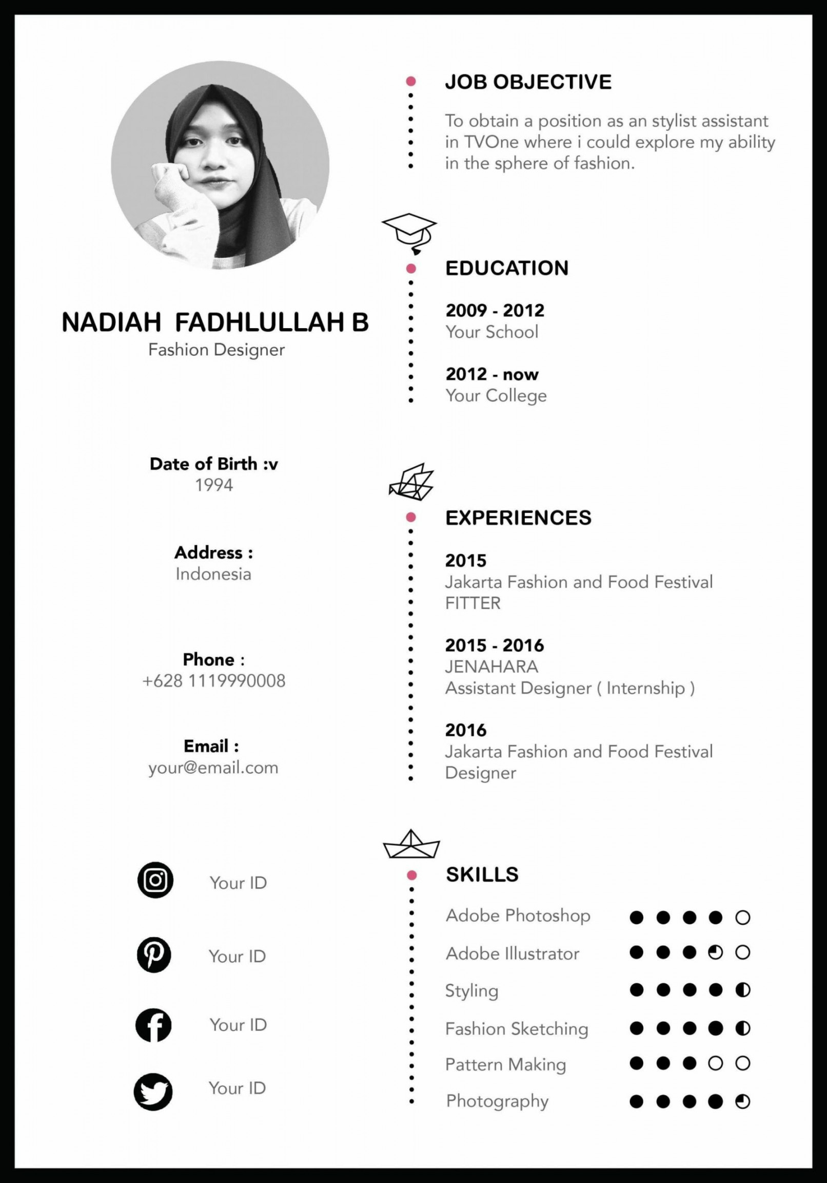 Resume Template Indonesia  Desain resume, Desain cv, Cv kreatif