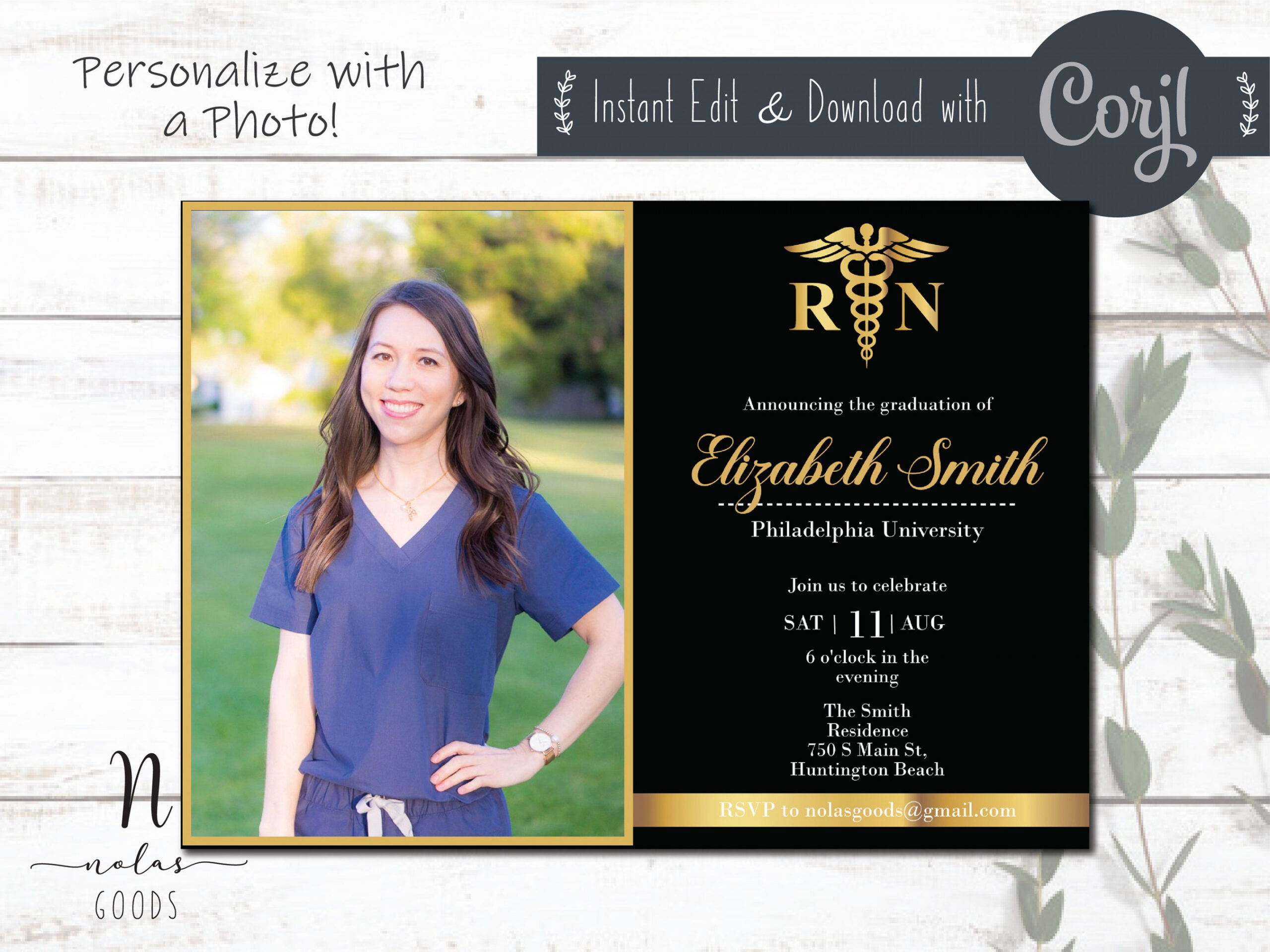 RN Graduation Invitation With Photos Nurse Graduation Invite