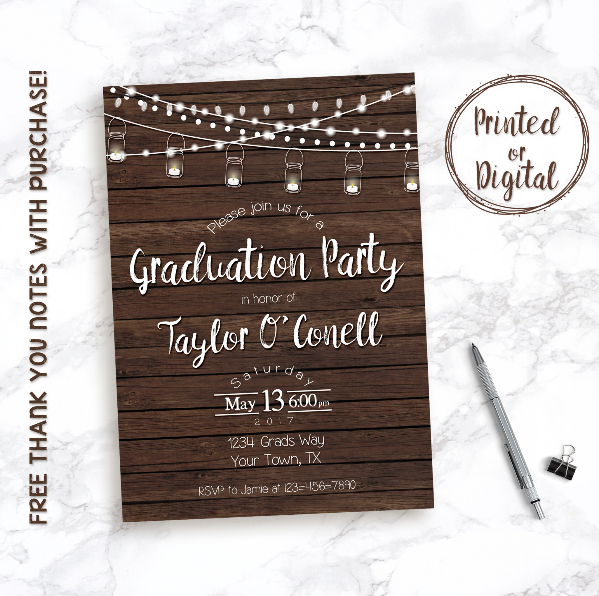 Rustic Graduation Invitation / Graduation Party Invitation / - Etsy