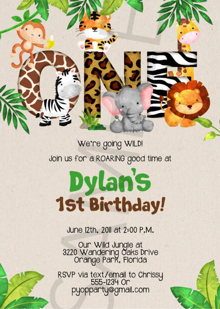 Safari Invitation, Wild ONE, Wild One Birthday Jungle Invitation