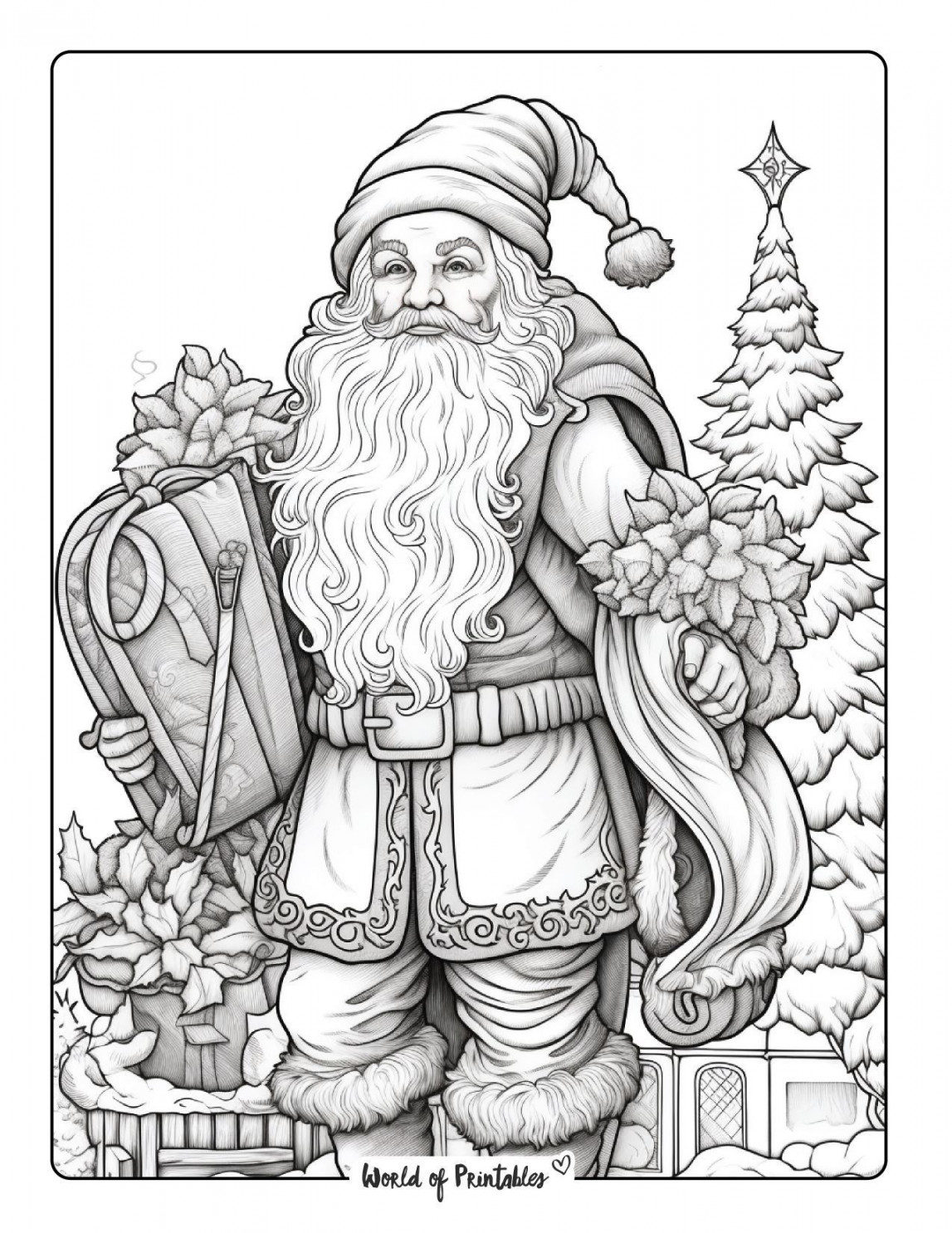 Santa Coloring Pages Free Printable Vintage Christmas in
