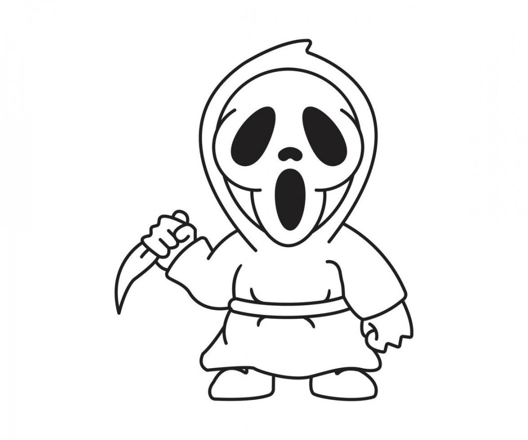 Scream Character Colouring page for kids Free Vector