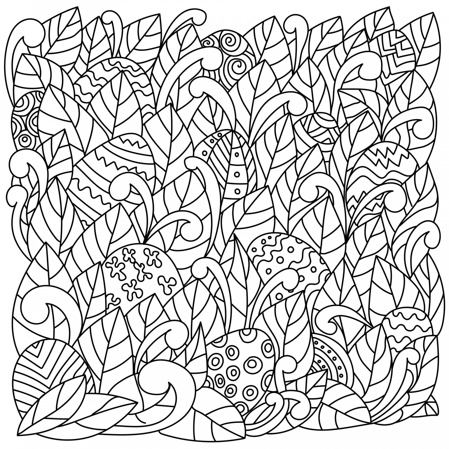 Search for Easter eggs, egg hunt in coloring pages, patterned eggs