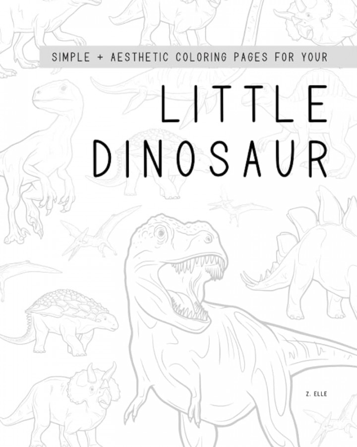 Simple and Aesthetic Coloring Pages for Little Dinosaurs: A "Leave