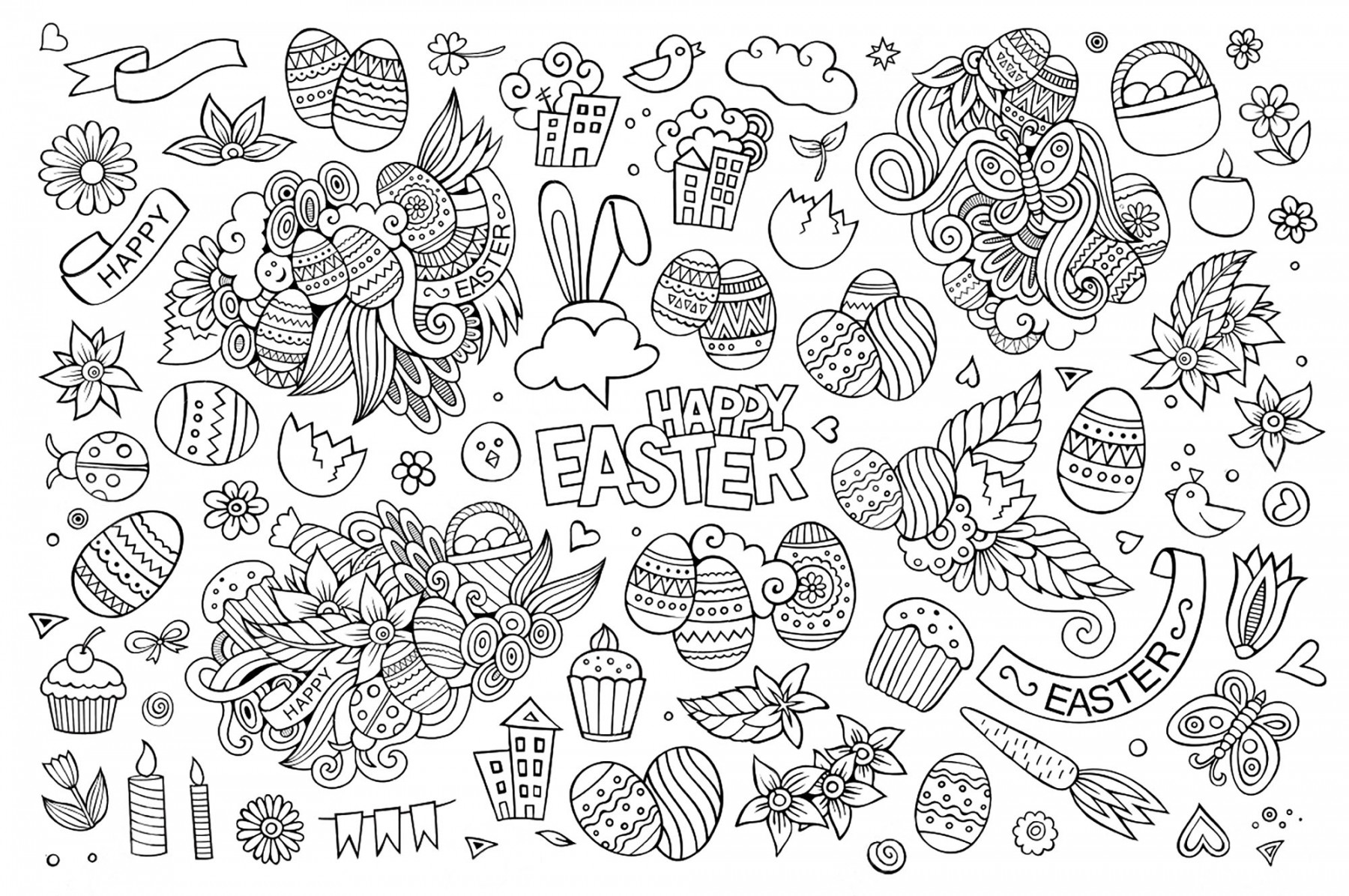 Simple easter doodle by olga kostenko - Easter Adult Coloring Pages