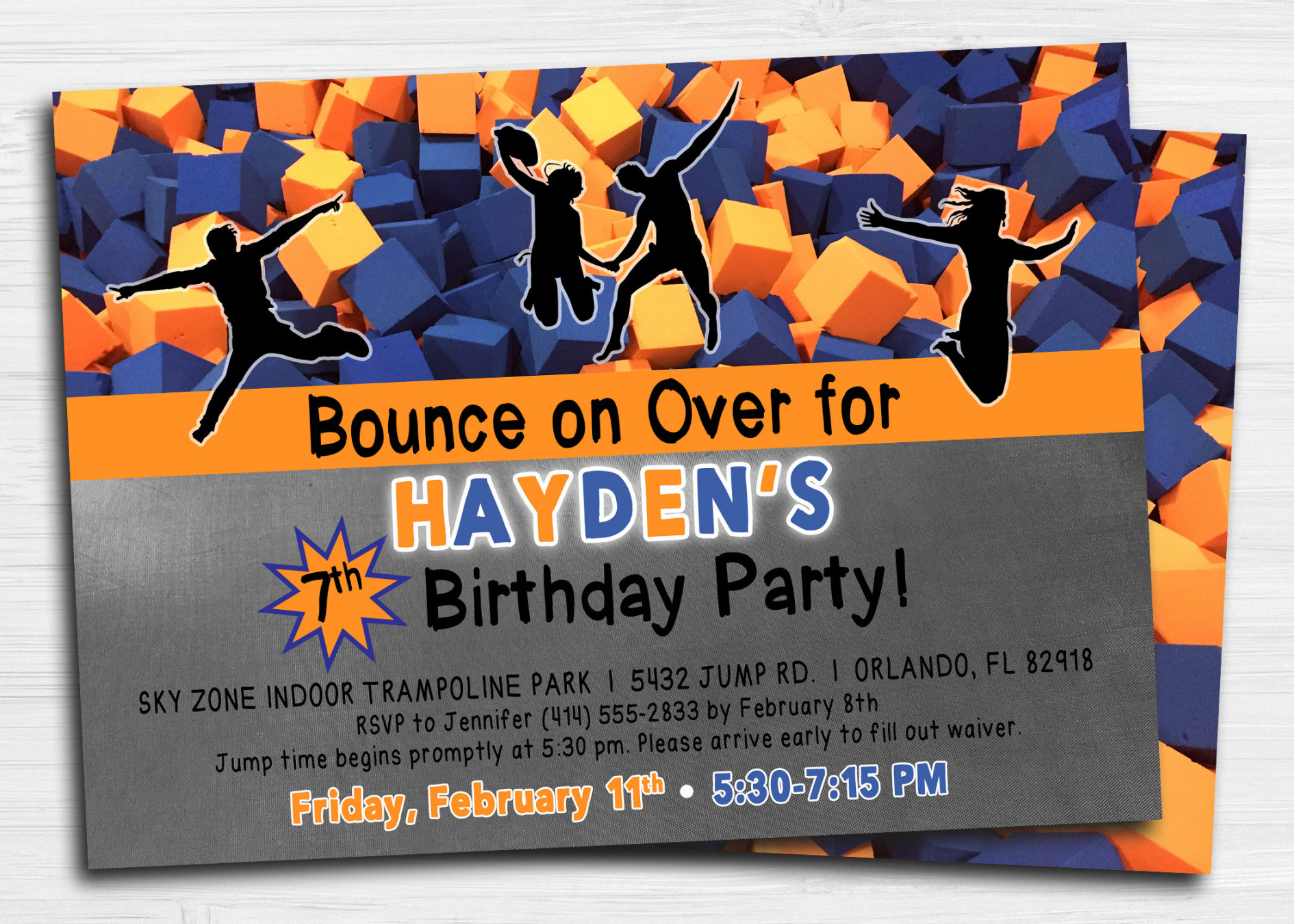 Skyzone Jump Trampoline Invitation Urban Air Bounce Jump - Etsy