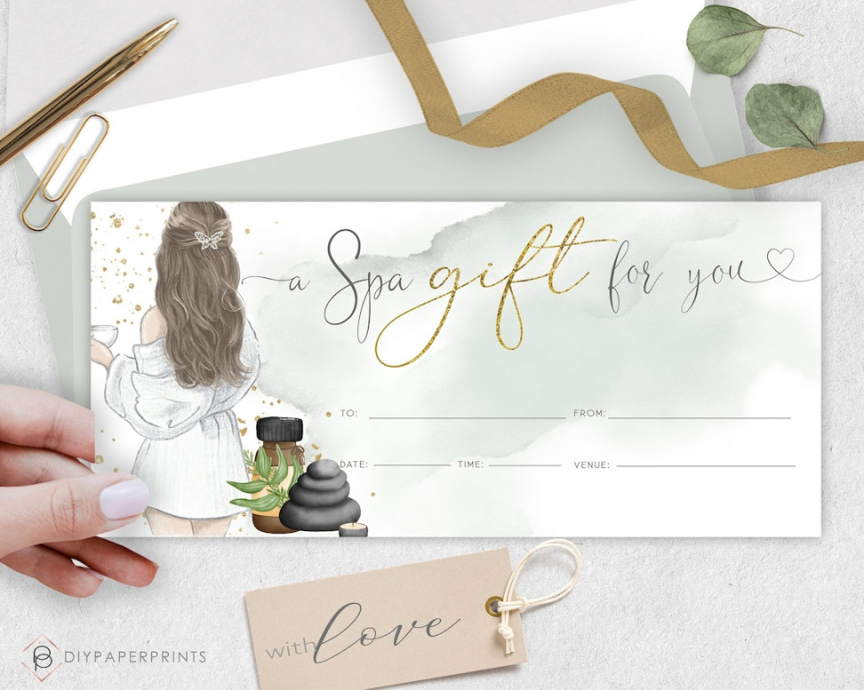 Spa Day Gift Voucher Certificate Template DIY Gift - Etsy Österreich