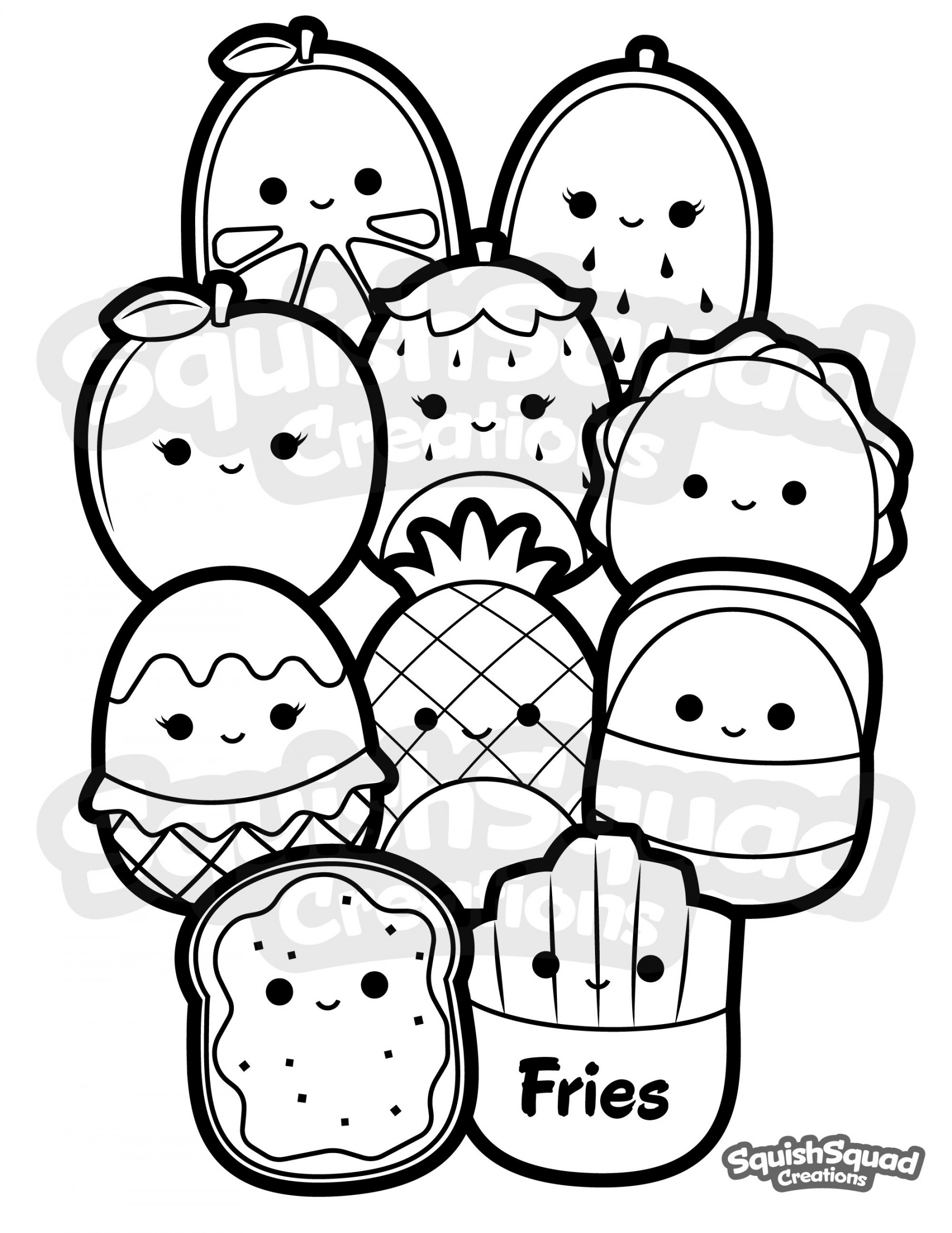 Squishmallow Coloring Page, Printable Squishmallow Coloring Page,  Squishmallow Downloadable Coloring Sheet, Coloring Page For Kids