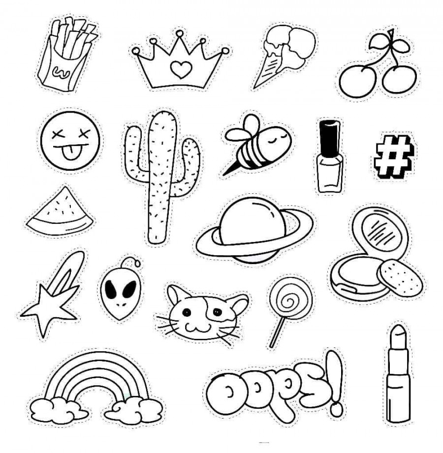 Stickers Aesthetic coloring page - Download, Print or Color Online