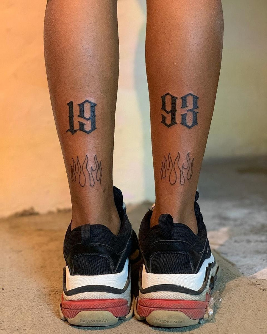 Tatuaje de numeros  fuego  Elegant tattoos, Calf tattoo