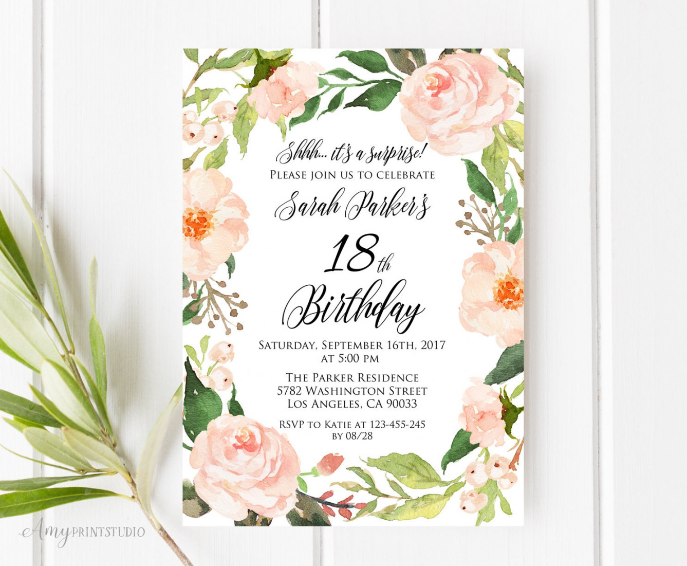 th Birthday Invitation Floral Birthday Invitation - Etsy