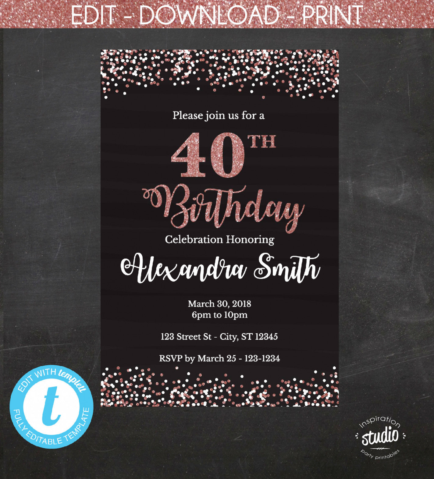 th Birthday Invitation Template Editable th Birthday - Etsy Sweden