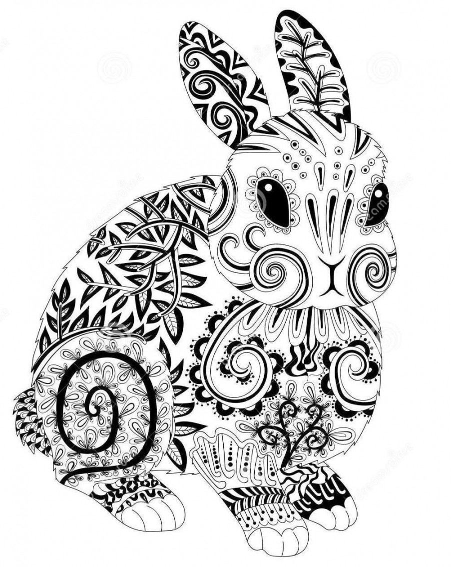 the-cute-rabbit-zentangle-coloring-book  Coloring book art