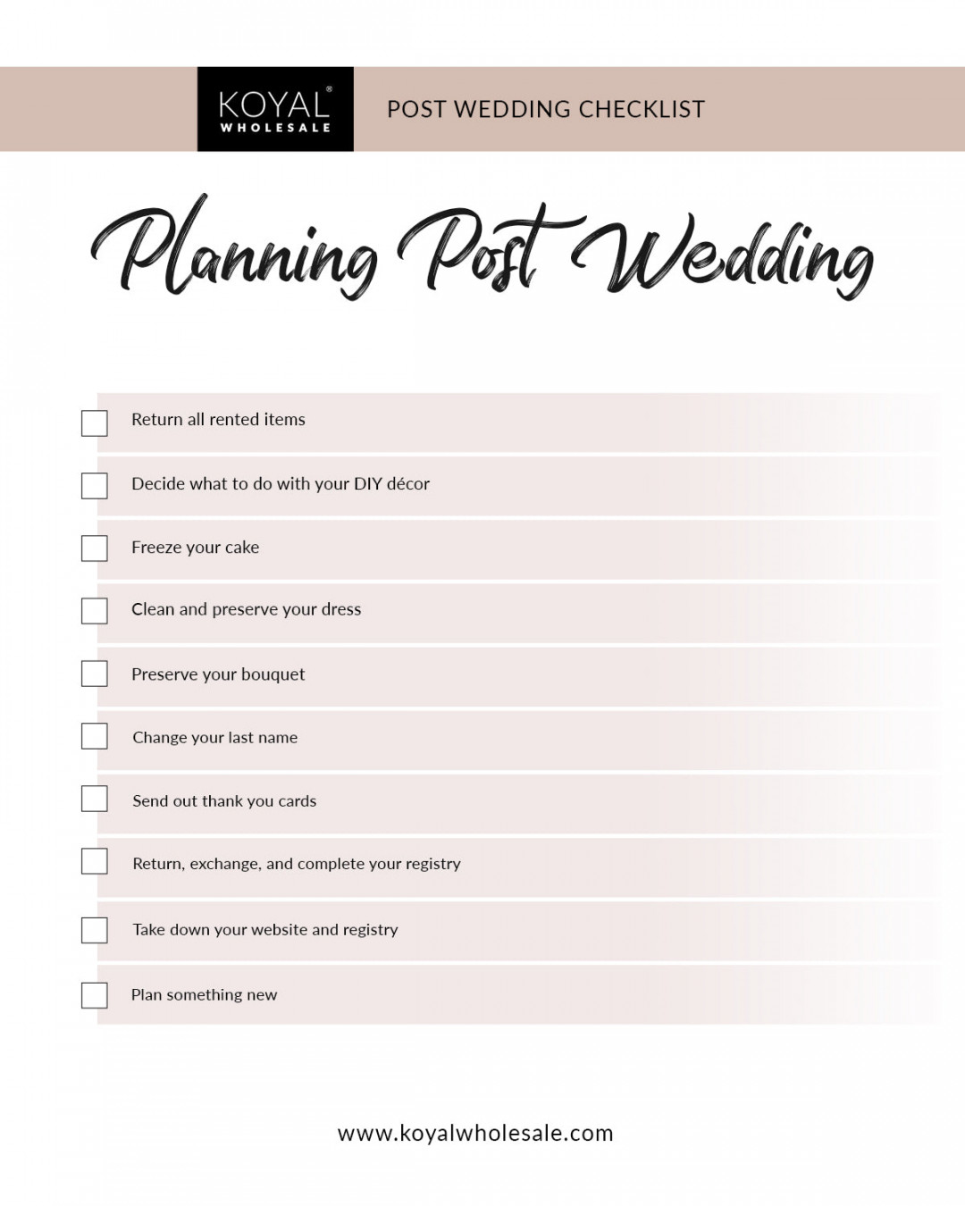 THE ULTIMATE WEDDING CHECKLIST - Post Wedding