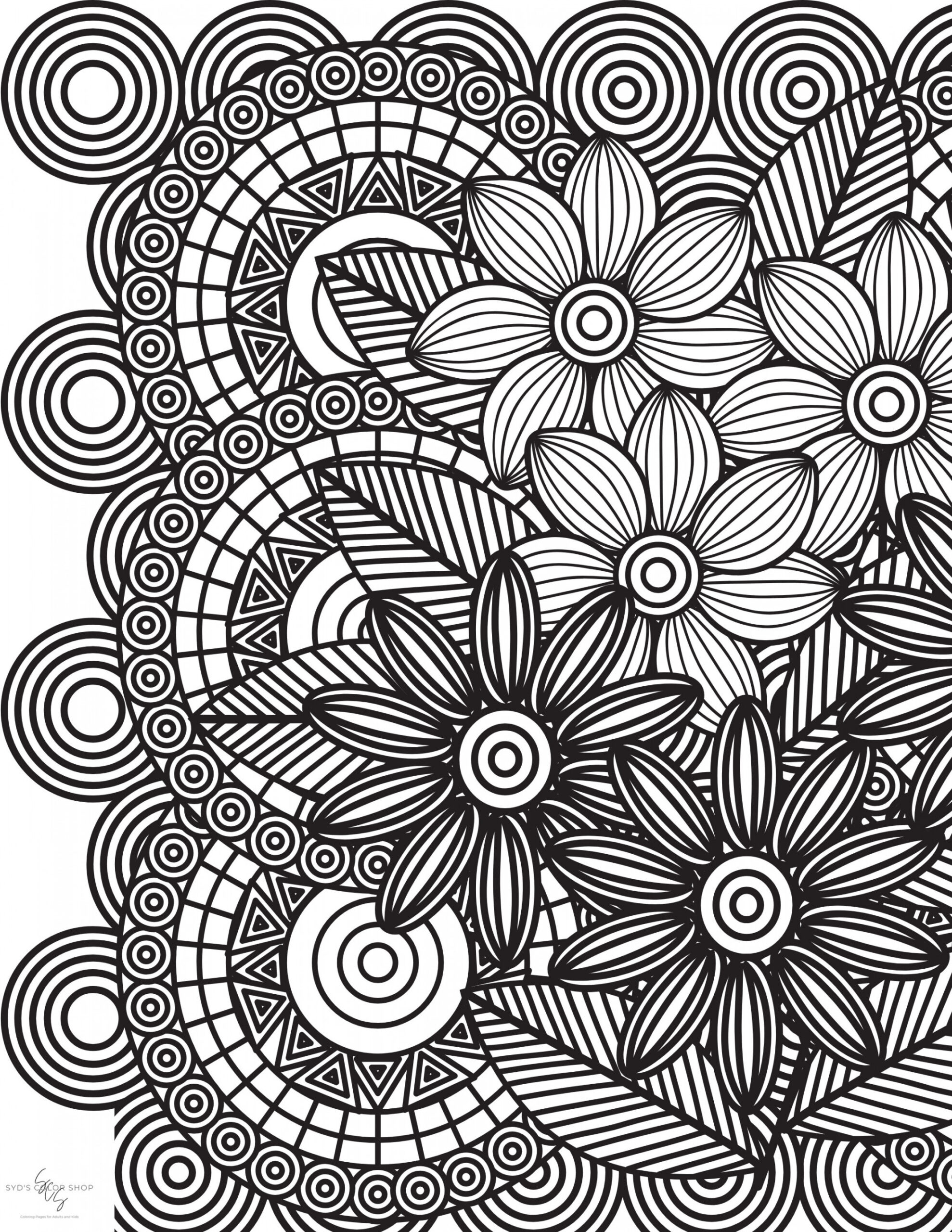 Trippy Flowers Coloring Page Adults Kids Anxiety - Etsy Canada