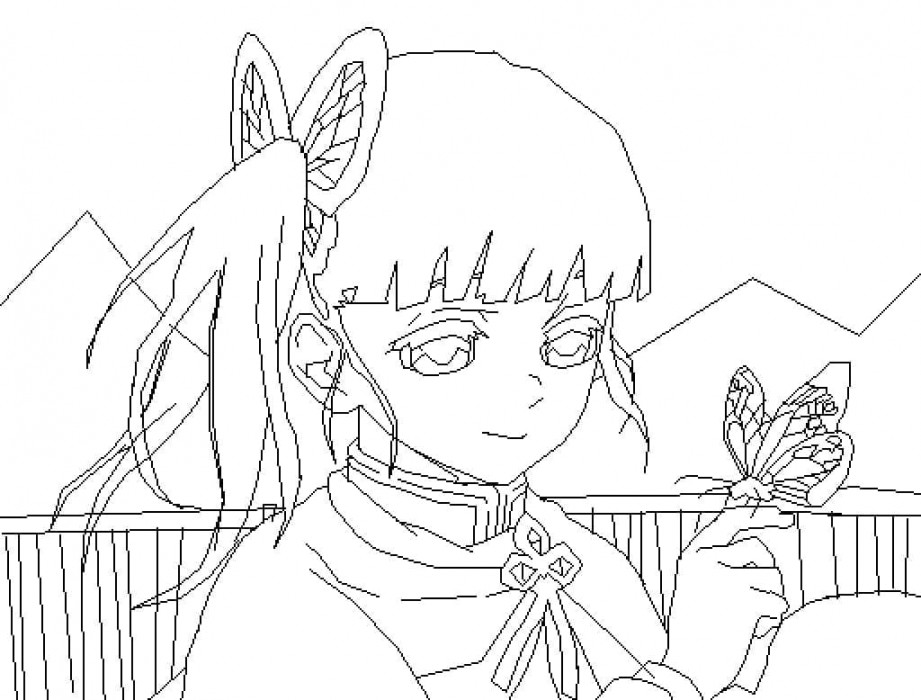 Tsuyuri Kanao and A Butterfly coloring page - Download, Print or