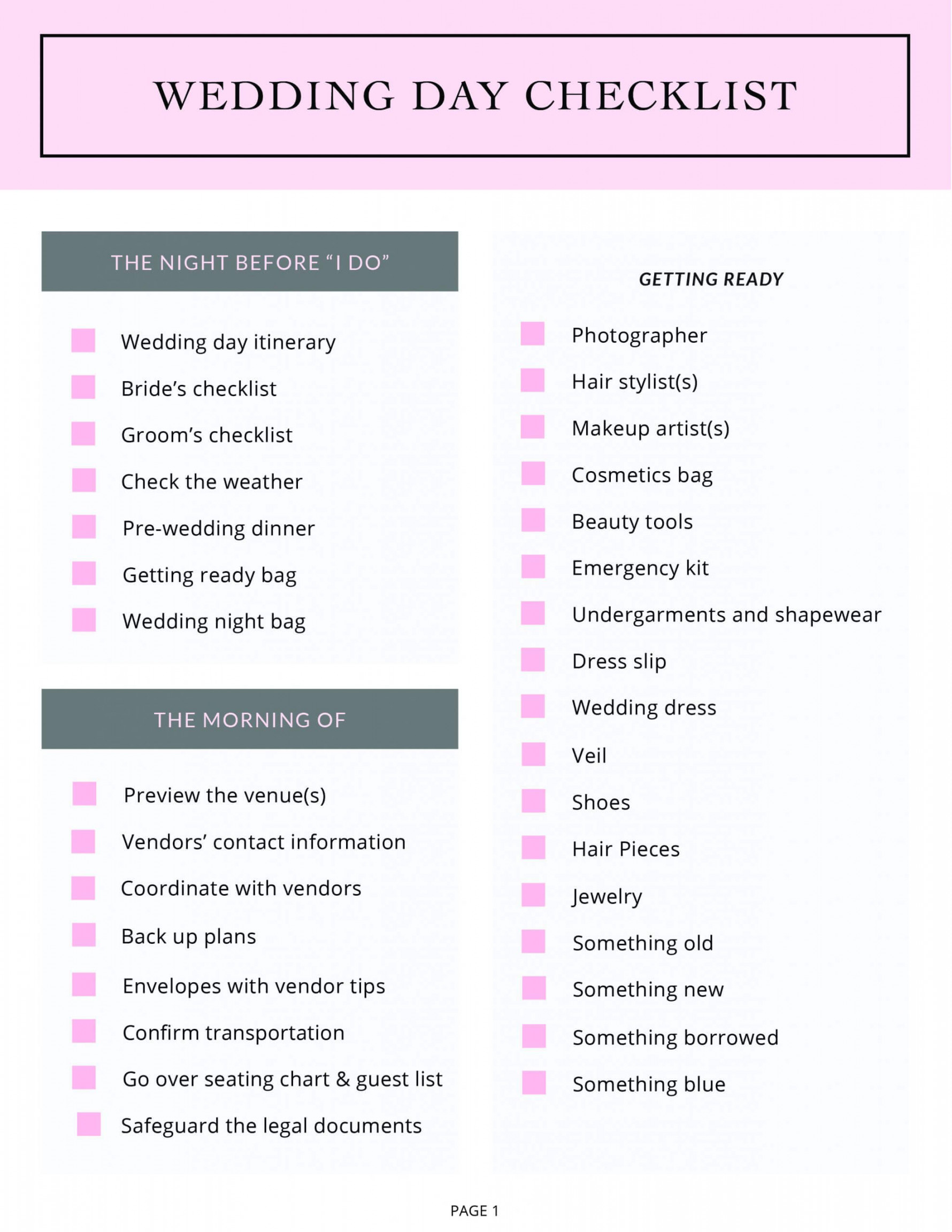 Ultimate Wedding Day Checklist