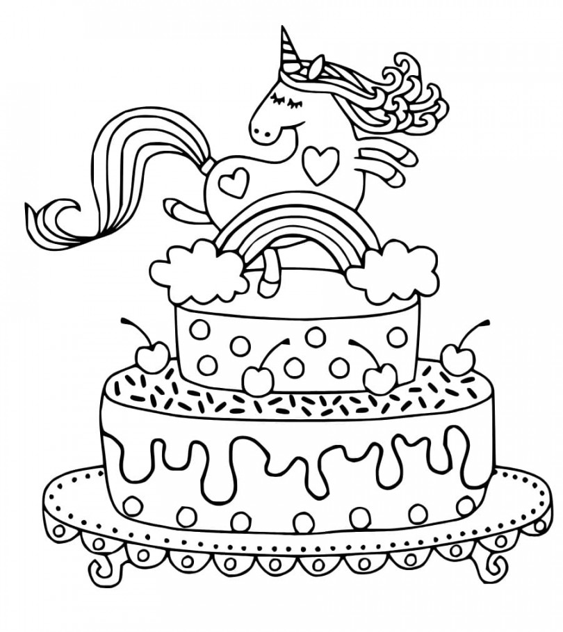 Unicorn Cake coloring pages - ColoringLib