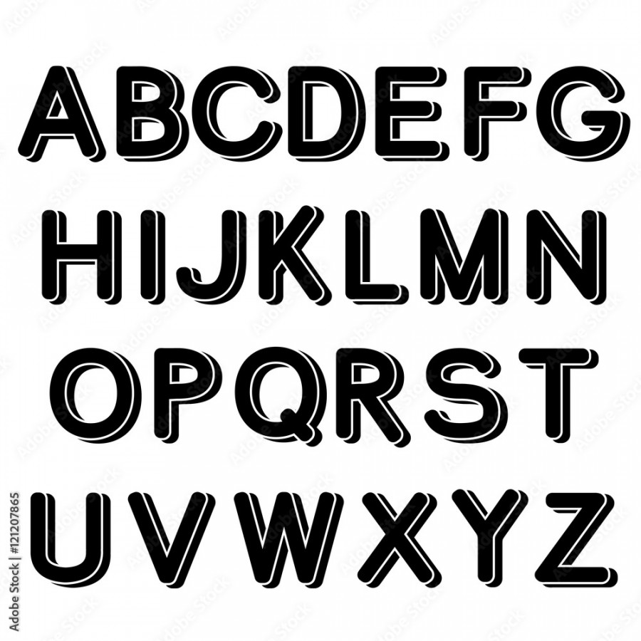 Vector D black font alphabet - simple capital letters Stock