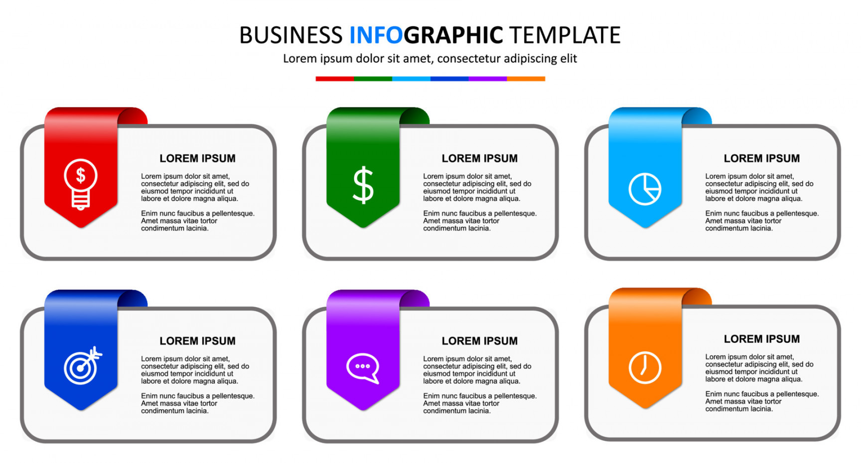 Vector infographic template with six steps or options