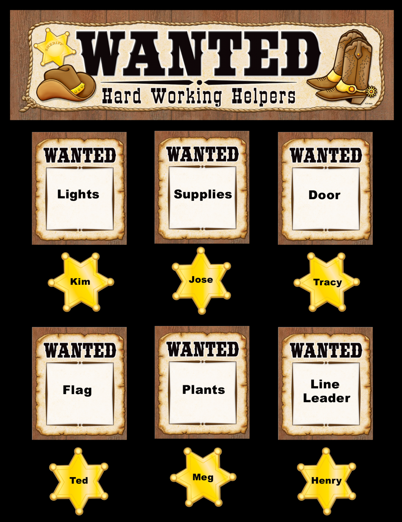 Wanted: Western Helpers Mini Bulletin Board - TCR  Teacher