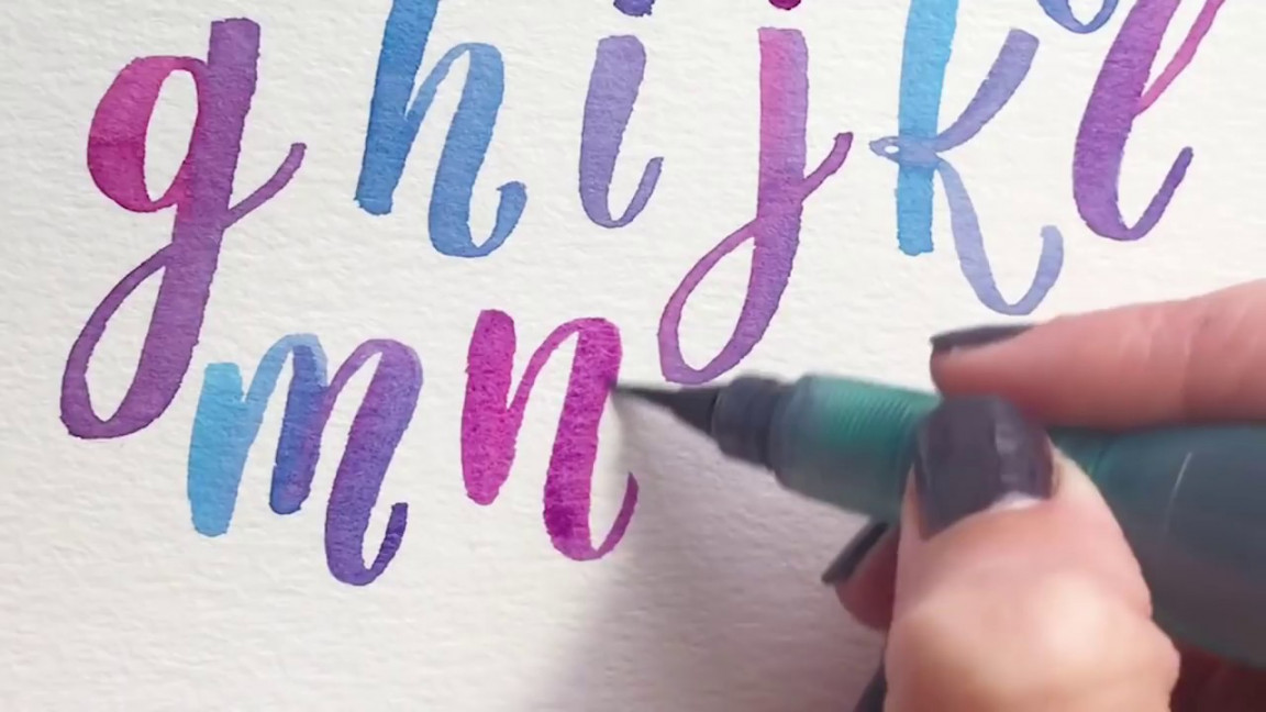 Watercolor Alphabet Lettering  Calligraphy Alphabet w/ Watercolor Brush  Pen #calligraphy #alphabet