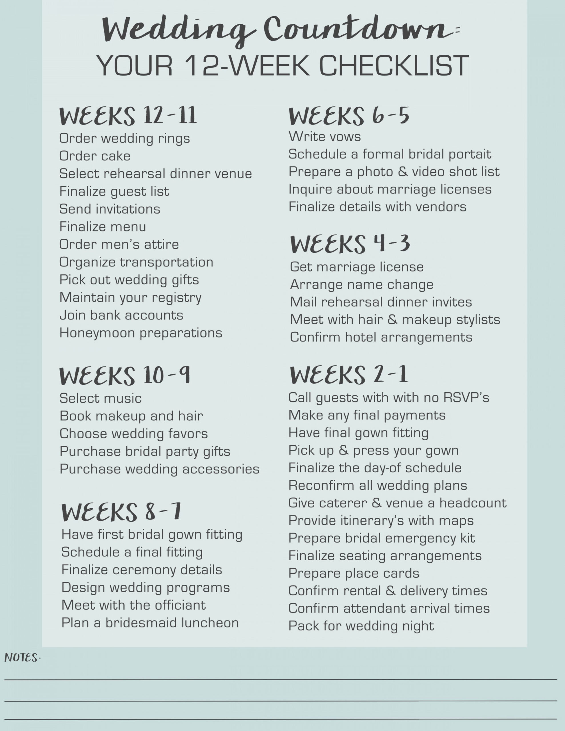 Wedding Countdown: Your  Week Checklist - Kennedy Blue  Wedding