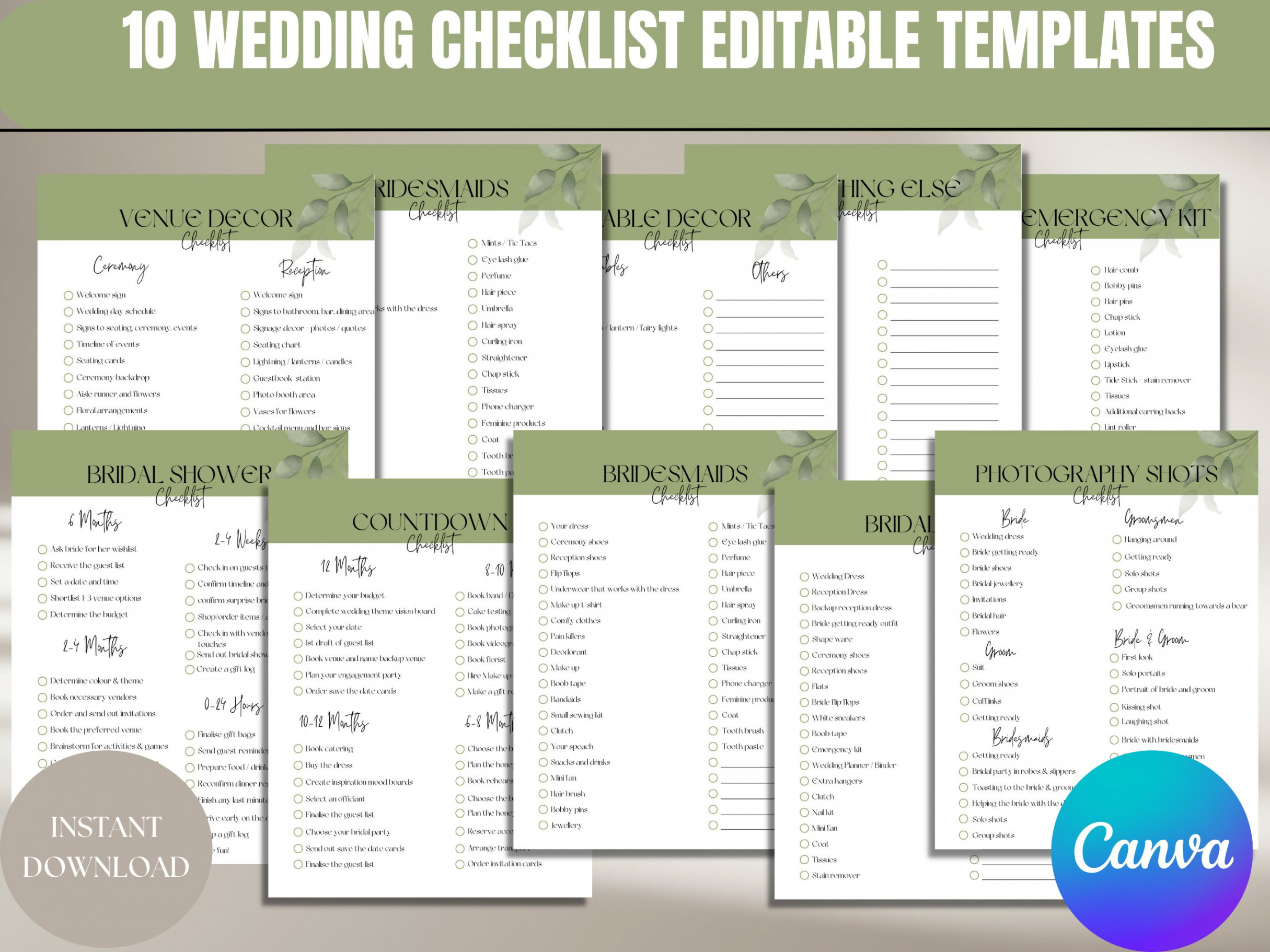 Wedding Planning Checklist Editable Wedding Checklist Custom