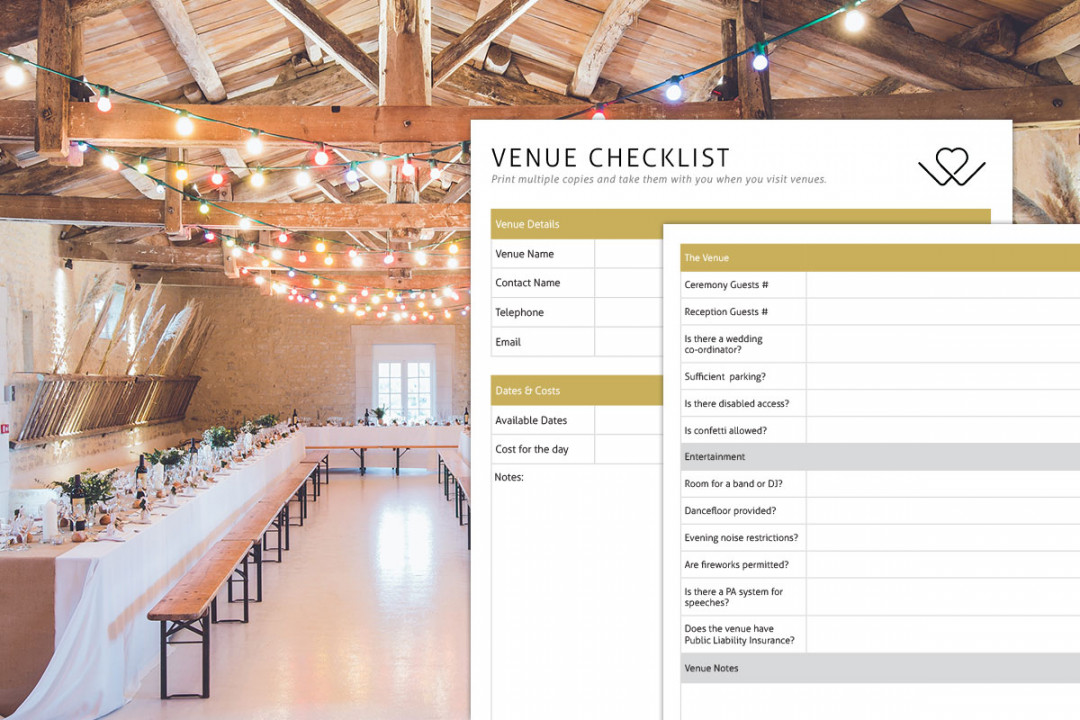 Wedding Venue Checklist -  Page Printable Guide - Wedinspire