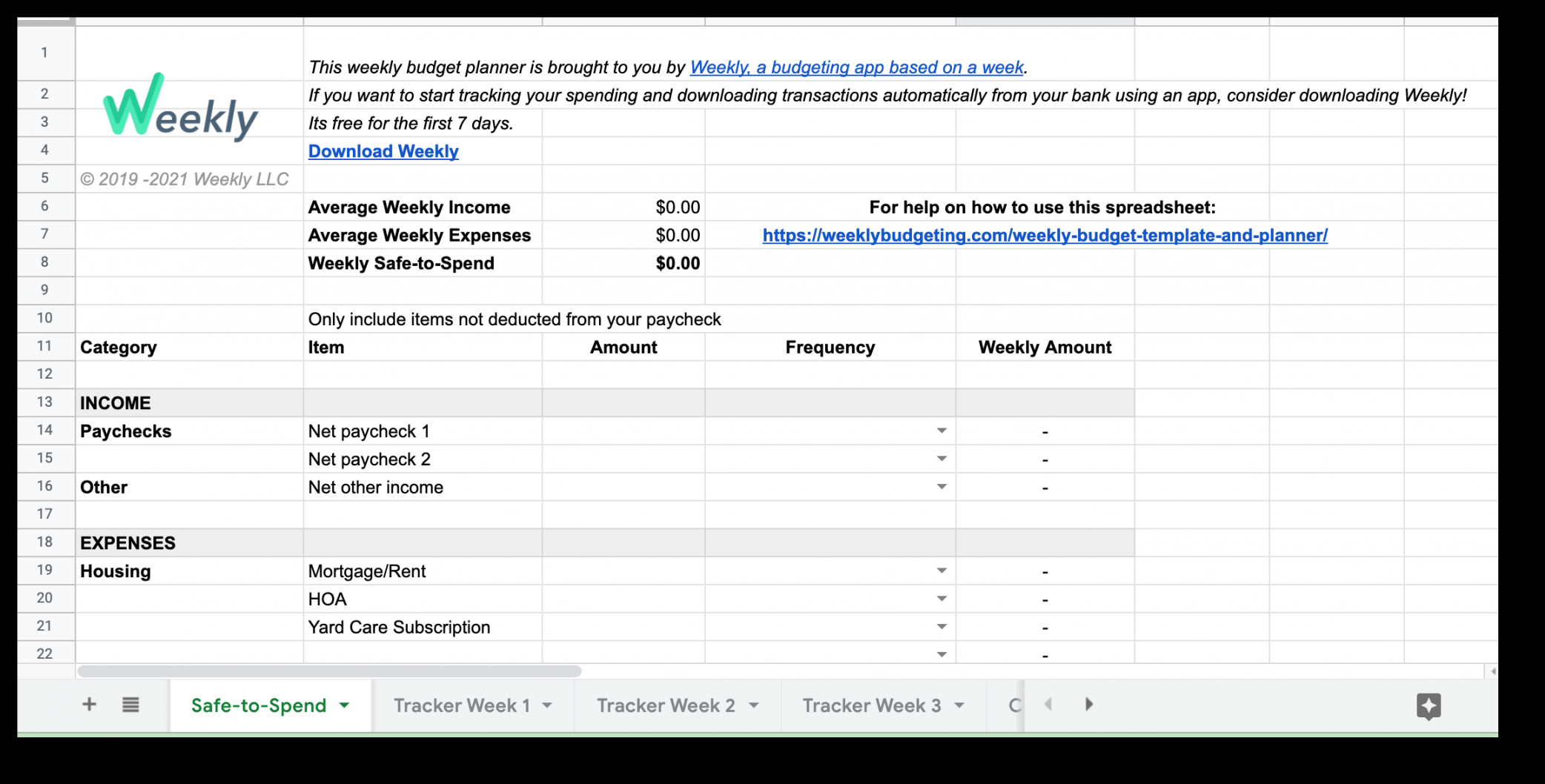 Weekly Budget Template - Free Download - Weekly  A Better Budget App