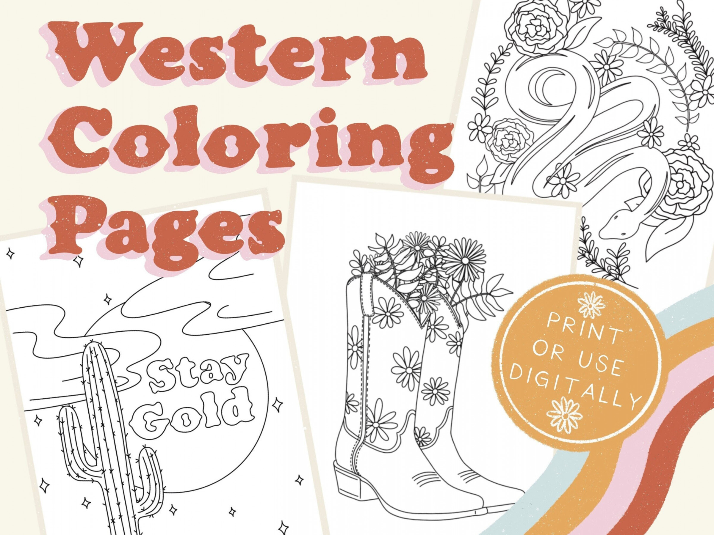 Western Coloring Pages - Etsy