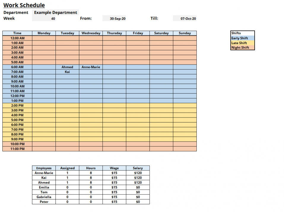 Work schedule  Free Excel template - IONOS CA