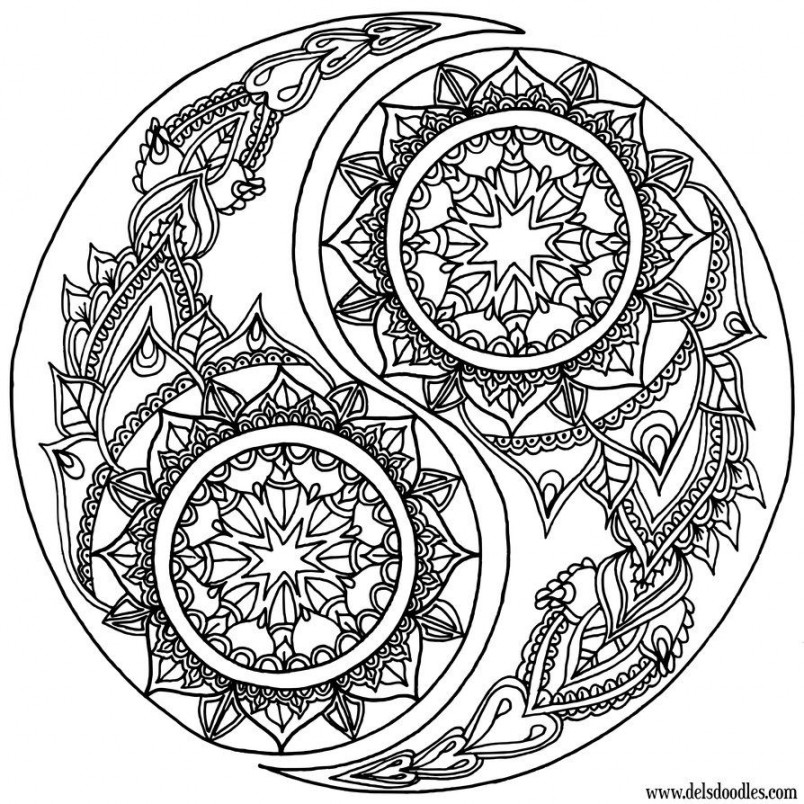 Yin-Yang Coloring Page  Mandala coloring pages, Coloring pages